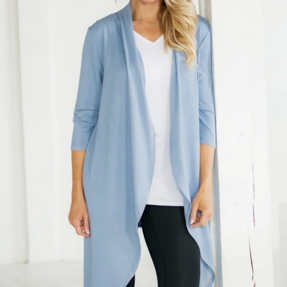 Elegant Blue Women's Cardigan. Buttery Soft. - Picture 2 of 2